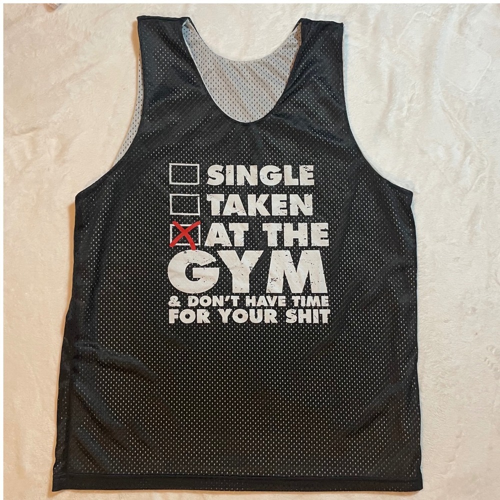Gym Workout Tank‎ Top Mesh Reversible Funny Slogan Sleeveless Athletic Shirt